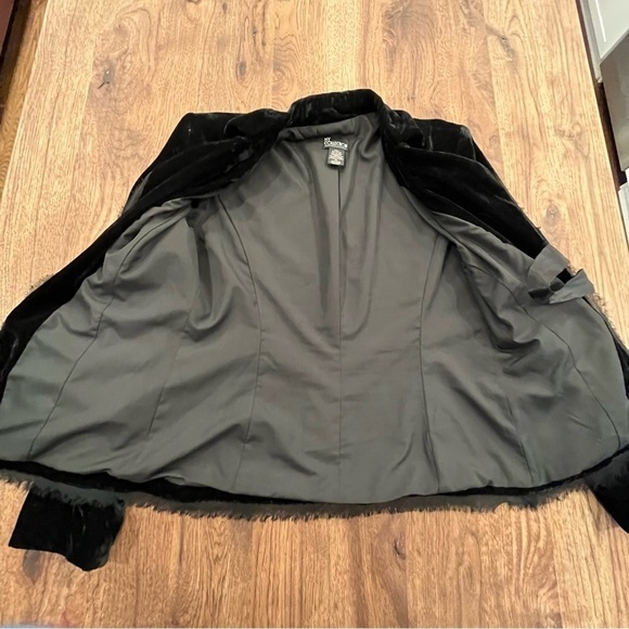 NY Collection sz medium black velvet tie front blazer with fringe trim - Picture 13 of 16